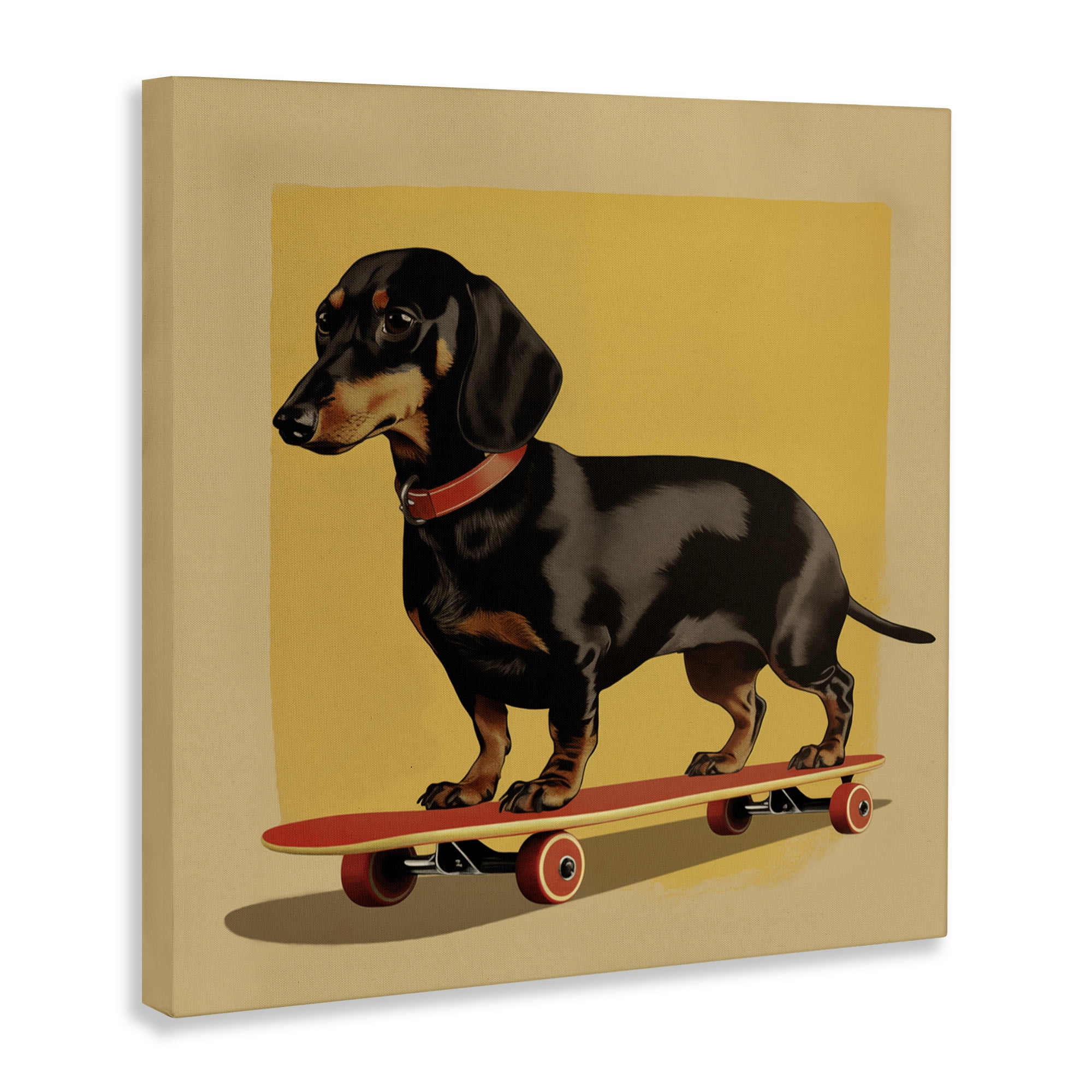 Stupell Industries Dachshund on Red Skateboard Canvas Wall Art, design by Andreas Magnusson