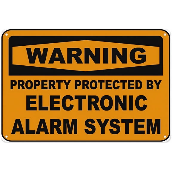 Property Protected By Alarm Sign - 12×8 Inches, Aluminum Tin Warning, Home Outdoor Garden Security Decor