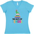 thumbnail image 3 of Inktastic 100th Day of School Party Women's V-Neck T-Shirt, 3 of 5