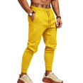 thumbnail image 3 of Men's Tapered Jogger Sweatpants, Drawstring Elastic Waist Outdoor Working Pants, Fall Slim Fit Solid Color Casual Trousers with Pockets Yellow 3XL, 3 of 5