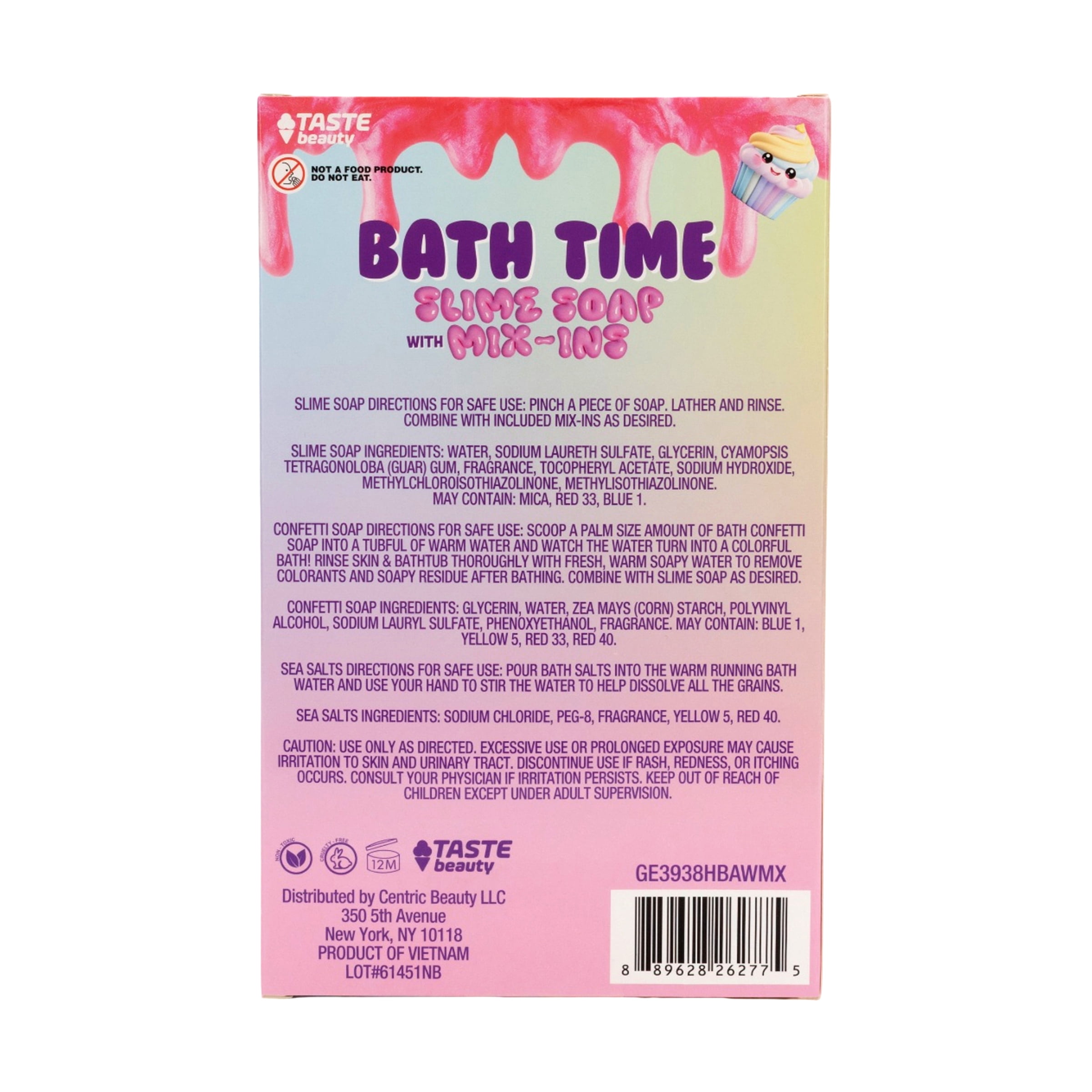 Taste Beauty Kawaii Sweets Bath Time Slime Soap with Mix-Ins Set, Marshmallow Scent, 4 Pieces