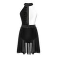 thumbnail image 3 of ZALDITA Women Lyrical Dance Costume Halter Neck Flowy Skirt Dress Ballet Leotard Dancewear Black&White S, 3 of 7