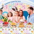 thumbnail image 6 of Easter Paper Plates Easter Party Supplies Disposable Bunny Plates Napkins Cups Tablecloth Banner Tableware for Easter Holiday Party Favor Design 1, Serves 20, 6 of 6