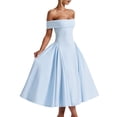 thumbnail image 2 of Women'S Off the Shoulder Cocktail Maxi Dress Sleeveless Casual A Line Elegant Flowy Formal Dresses Light Blue S, 2 of 9