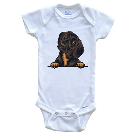 

Dachshund Dog Breed Cute One Piece Baby Bodysuit v3 6-9 months white