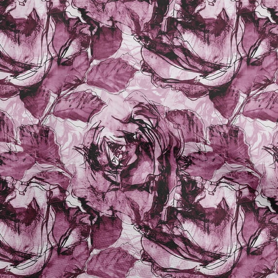 oneOone Viscose Jersey Dark Magenta Fabric Floral Watercolor Fabric For Sewing Printed Craft Fabric By The Yard 60 Inch Wide