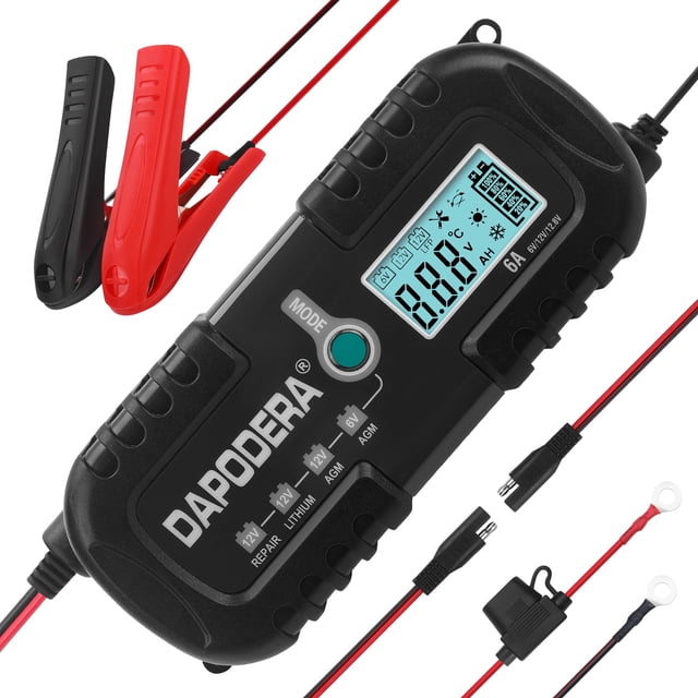 Cargador de batería de coche Dapodera, cargador de goteo inteligente de 12 V y 6 A