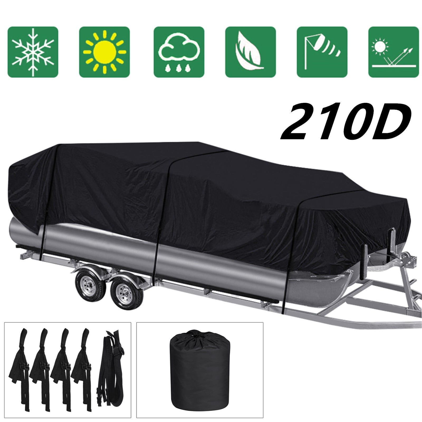 Maxiii Pontoon Boat Cover Waterproof All Weather Protecter UV-Rays Dust Resistant Protection Non-Abrasive Lining Heavy Duty 210D Fabric Cover