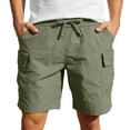 thumbnail image 3 of Men's Casual Sports Shorts with Elastic Waistband Zipper Pocket Joggers Sweatpants, Straight Leg Lightweight Quick Dry Breathable, for Gym Workout Running Daily Wear | AKLJWH,Army Green L, 3 of 9