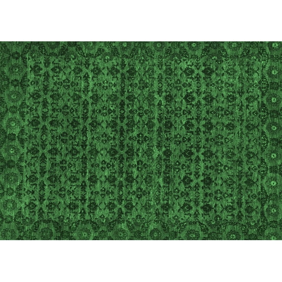 Ahgly Company Indoor Rectangle Abstract Emerald Green Modern Area Rugs, 8' x 12'