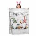 thumbnail image 2 of Throw Blanket Fleece Throw Blanket 50x60in, Happy Easter Words Gnomes Soft Lightweight Bed Blankets Eggs on Wood Board Fuzzy Couch Blankets for All Season, 2 of 9