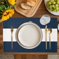 thumbnail image 4 of Yellow Anchor Nautical Placemats Set of 4, Navy Blue White Striped Placemats for Dining Table, Place Mats for Kitchen Tabletop, Waterproof Wipeable Dining Table Mats Set, 4 of 9