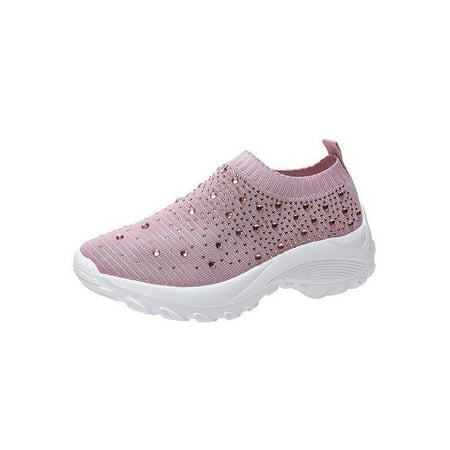 

Woobling Women Casual Shoes Slip On Sneakers Non-Slip Flats Breathable Walking Shoe Sports Yoga Sock Sneaker Pink 4.5
