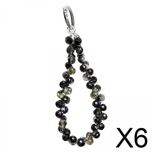 6 Llaveros De Cristal, Elegante Regalo, Bolso, Pulsera, Llavero Para Accesorios De Coche, Negro Translúcido