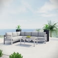 thumbnail image 2 of Modway Shore 5 Piece Outdoor Patio Aluminum Sectional Sofa Set in Silver Gray, 2 of 4