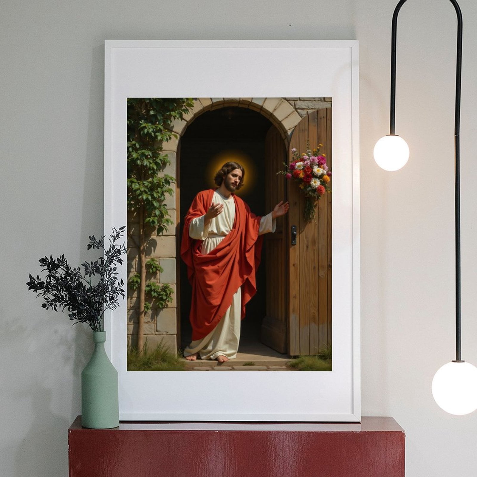 Diamond Art Kit for Adults, Illuminated Figure Red Robe Doorway Diamond Painting for Adults Beginners, DIY Diamond Art Painting Kits, 5D Diamond Painting Crafts for Home Decor 12x16 Frameless