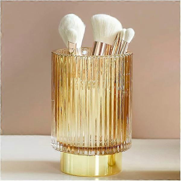 Makeup Brush Holder Organizer for Vanity, Large Green Crystal Glass Makeup Brush Holder, Unique Vintage Design