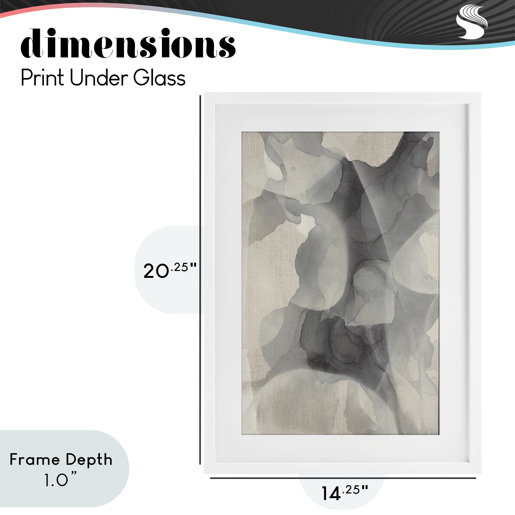 Stupell Industries Mottled Monochrome Abstract White Framed Print Under Glass, design by Kippi Leonard