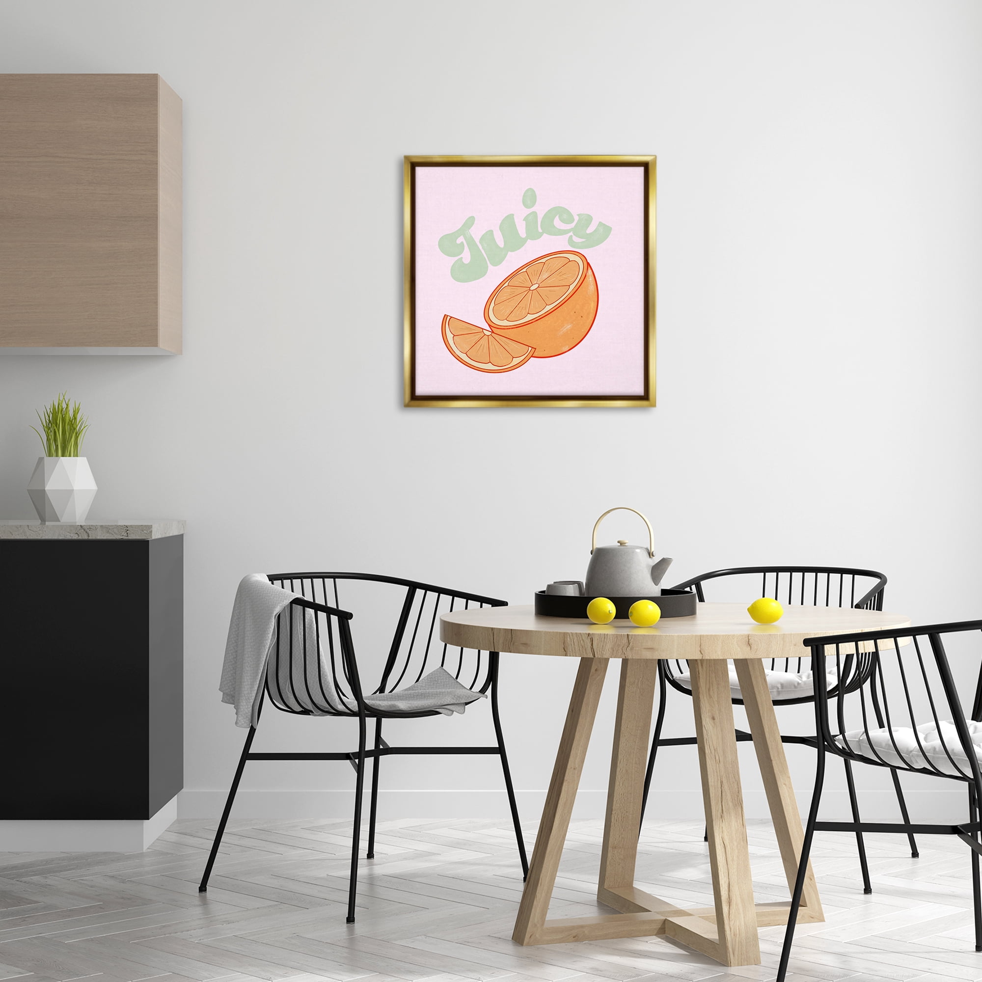 Stupell Industries Juicy Citrus Slice Food & Beverage Painting Gold Floater Framed Canvas Art Print Wall Art, 25 x 25
