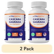 (2 pack) Vitamatic Cascara Sagrada 25:1 Extract, 5000 mg Equivalent Strength Per Serving, Made with Senna & Psyllium Husk - 180 Veg Capsules - Concentrated 25X Potency - All Natural - Non-GMO