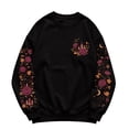 thumbnail image 2 of Women Halloween Floral Graphic Sweatshirt JIANLAI Crew Neck Long Sleeve Moon Rose Leaf Print Pullover Casual Autumn Fall Holiday Tops, 2 of 7