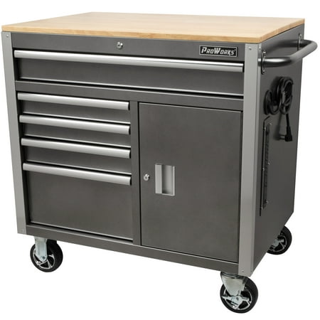 ProWorks 36-Inch W x 24.5-Inch D 5-Drawer 1-Door Mobile ...