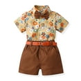 thumbnail image 2 of KYAIGUO Kids Toddler Boys Summer Hawaii Beach Sets Baby Infant Clothing Sets Short Sleeve Lapel down Button Flower Print Top+short Pants Two-Piece Set, With Belt as a Gift,Sizes 9M-6T, 2 of 8