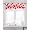 thumbnail image 2 of Valentine's Day Linen Curtain Valance for Bedroom/Bathroom/Kitchen/Office/Living/Dining Room Windows,Red Watercolor Heart Love Holiday Rod Pocket Topper Drapes Decorative Cafe Drapery Panel 60x18, 2 of 6