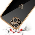 thumbnail image 3 of Designed for iPhone 14 Plus 6.7 inch Case,Cute Plating Edge Love Hearts Pattern with Camera Lens Protection Phone Cover for Girls Women,Black, 3 of 8