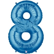 40 inch Number 8 - Blue Megaloon Betallic Foil Mylar Balloon - Party Supplies Decorations