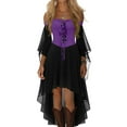 thumbnail image 7 of WTOBBY Women's Casual Elegant Gothic Court Dress for Halloween Featuring Cold Shoulder Neckline, Flutter Sleeves, Irregular Hem, and Solid Color in Soft Chiffon Material ,Purple S, 7 of 7