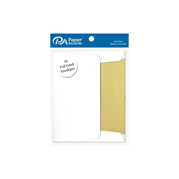 Envelope 4.38x5.75 10pc Gold Lined White