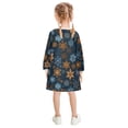 thumbnail image 3 of Girls' long-sleeved dress Snow Flower Blue Orange Girls' A-line dress with ribbed cuffs Soft and comfortable, 3 of 6