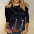 thumbnail image 2 of Christmas Shirts for Women Christmas Tree Fall Favorite Tees 3/4 Sleeve Round Neck Tops Tshirts Fall Clothes My Items, 2 of 3