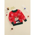 thumbnail image 3 of FOCUSNORM Pull de Noël Unisexe pour Enfants, Imprimé Flocon de Neige Cerf Col Rond Manches Longues Tricot, 3 of 8
