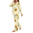 thumbnail image 5 of DISNIMO Sunflower Printed Women's 2 Piece Pajama Set Comfy Button Down Sleepwear Long Sleeve Top Wide Leg Pants Loose Fit Loungewear with Pockets, XS, 5 of 7