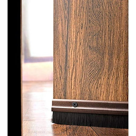 

Deco Home Door Seal Door Draft Stopper 1.5 Inch Width X 36.5 Inch Length Door Sweep Weather Stripping Sound Blocker with Aluminium Plate & Nylon Brush- Dark Brown