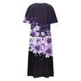 thumbnail image 4 of Ytndtr Womens 2025 Short Sleeves Floral Print V-Neck Summer Sundress Maxi Dress, 4 of 5