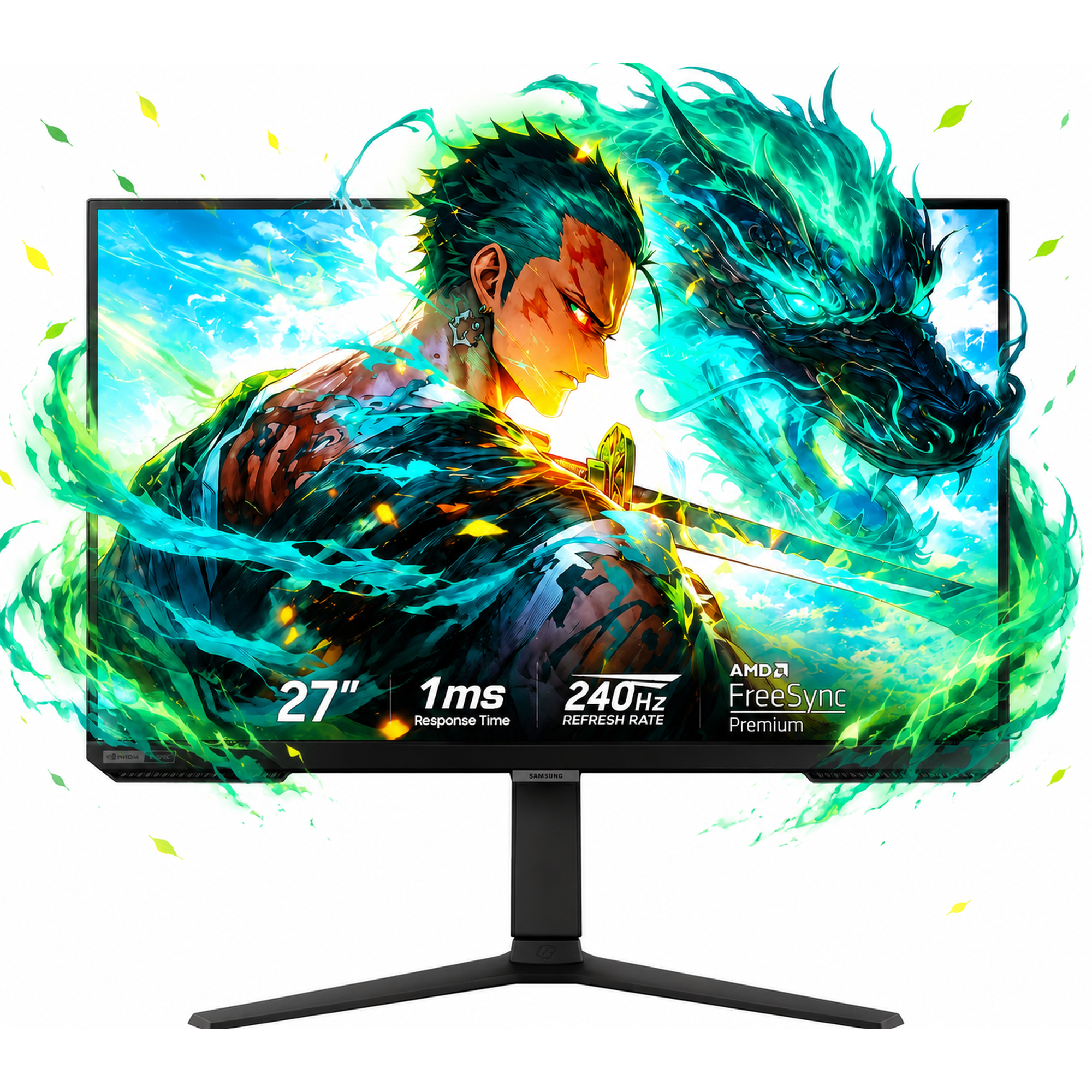 SAMSUNG 27" Odyssey FHD Gaming Monitor | 240Hz, 1ms | NVIDIA G-Sync Compatible | HDR 10, 400Nit, IPS Panel | Ergonomic Stand | W/HDMI