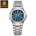 thumbnail image 1 of POEDAGAR Montre Bleue pour Femme de Luxe Carrée à Quartz en Acier Inoxydable Lumineuse Étanche avec Date, 1 of 5