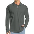 thumbnail image 2 of Fabrcox Long Sleeve Rash Guard Men Upf 50+ Ice Silk Lapel Button Up Sun Protection Shirts for Men Camping Swim Shirt Men with Thumb Holes, 2 of 7