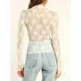 thumbnail image 5 of Womens Sheer Mesh Layering Top Long Sleeve Mock Neck Lace Floral See Through Shirt Tops Y2k Aesthetic Blouse Top, 5 of 6