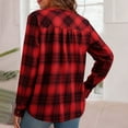 thumbnail image 4 of Flannel Shirt Women Button Front V-Neck Pullover Plaid Shirts Christmas Casual Long Sleeve Fall Flannels Tops, 4 of 8