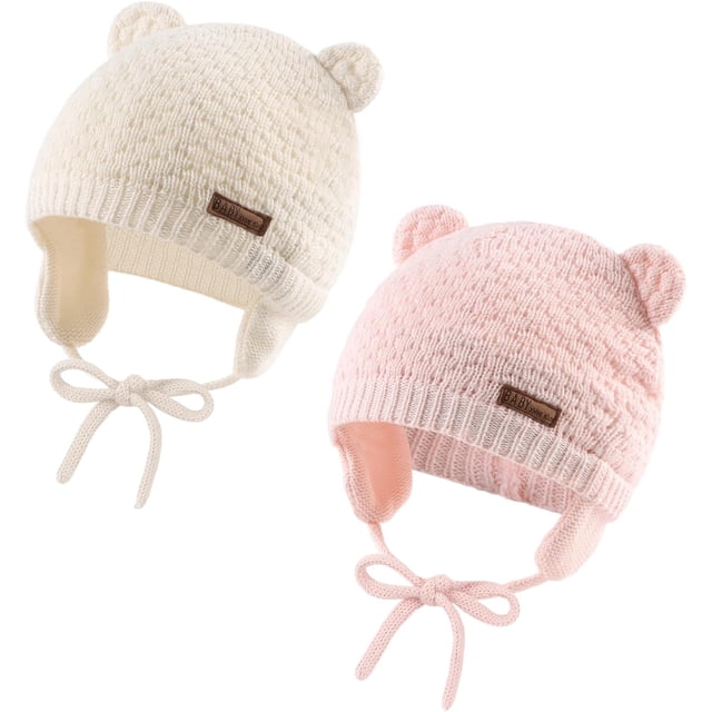 JANGANNSA Gorro de punto lindo para niños y niñas, gorro de Navidad cálido con orejeras, gorro de invierno para bebés de 0 a 2 años