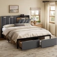 thumbnail image 3 of GUNAITO Queen Bed Frame with Storage Headboard Upholster Platform Bed Frame with LED Lights and USB Ports & Outlets Grey, 3 of 9