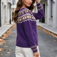 thumbnail image 5 of QSAWXQZ Women's Crewneck Sweater Long Sleeve Color Block Fair Isle Jacquard Pullover Casual Knit Top 4XL, 5 of 6