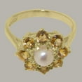 thumbnail image 5 of LBG British Made Spectacular 18k Yellow Gold Cultured Pearl & Citrine Womens Promise Ring - 33 size options - Size 10.5, 5 of 6