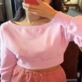 thumbnail image 2 of PENGXIANG Pullovers à Épaules Dénudées avec Strass pour Femmes Manches Longues, 2 of 9