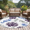 thumbnail image 4 of Seahorse Coral Coastal Round Area Rug 7Ft Washable Circle Rugs for Dorm Laundry Room, Nautical Summer Beach Ocean Sea Non-Slip Carpet Floor Mats Indoor Outdoor Carpet Runner Aesthetic Home Decor, 4 of 8