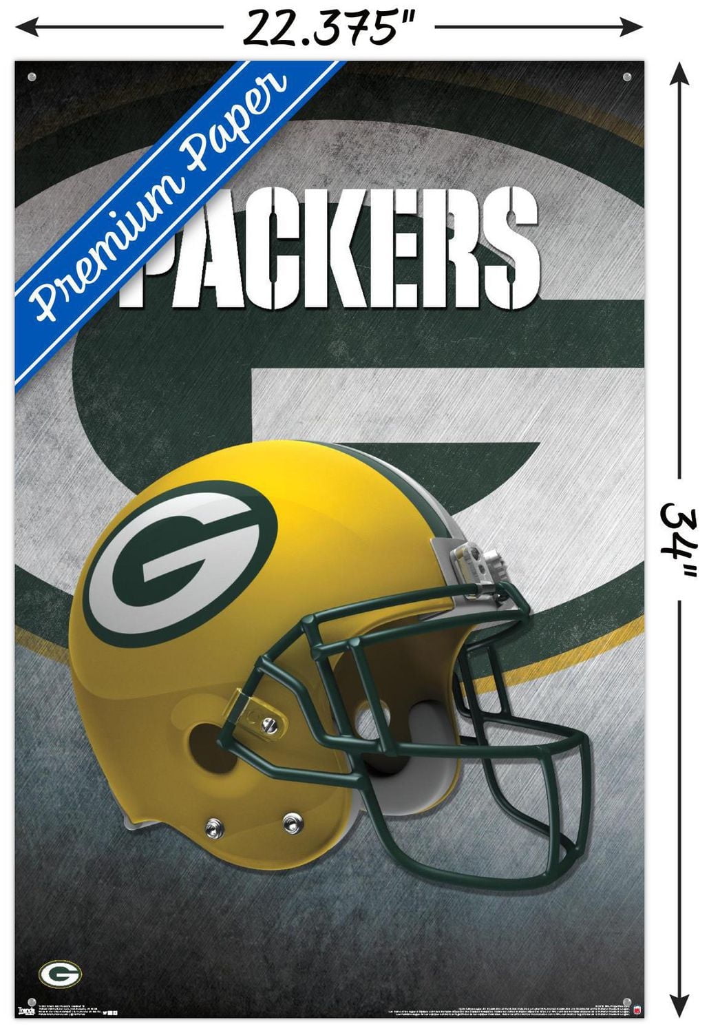 NFL Green Bay Packers - Helmet 16 Wall Poster, 22.375" x 34" Framed